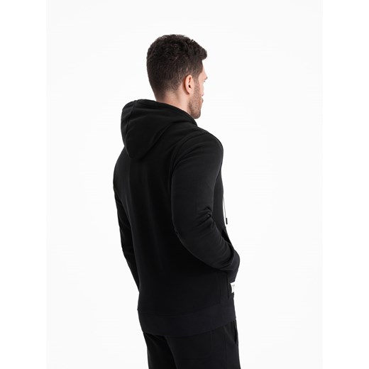 Męska bluza dresowa BASIC rozpinana z kapturem - czarna V5 OM-SSBZ-0178 L ombre
