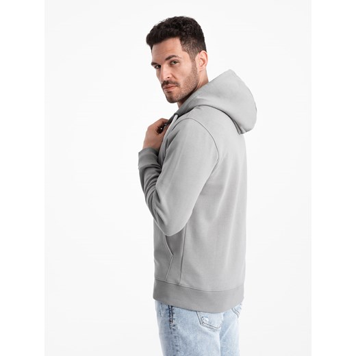 Męska bluza dresowa BASIC rozpinana z kapturem - szara V8 OM-SSBZ-0178 L ombre