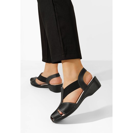 Czarne sandały na niskim obcasie Melona V4 ze sklepu Zapatos w kategorii Sandały damskie - zdjęcie 172664666