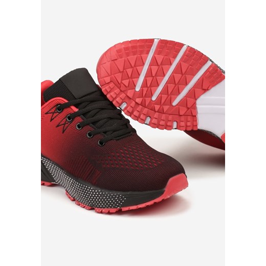 Czerwone Sneakersy Buty Sportowe Sznurowane z Efektem Ombre Riselle 45 born2be.pl wyprzedaż