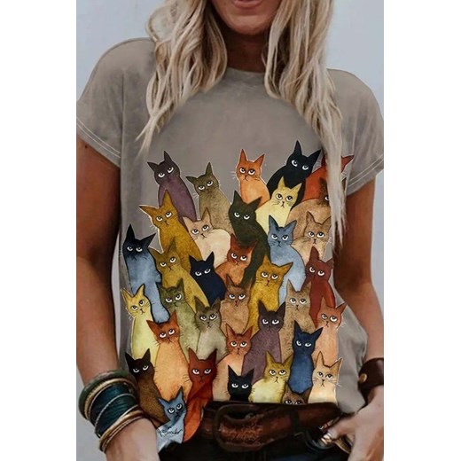 T-shirt BOILDESA BEIGE ze sklepu Ivet Shop w kategorii Bluzki damskie - zdjęcie 172665738
