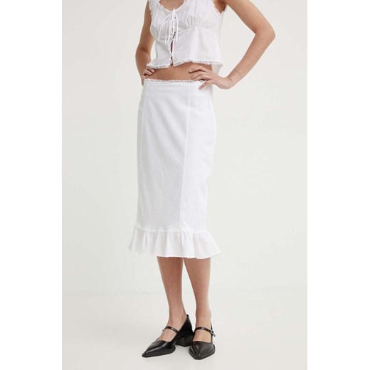 Résumé spódnica bawełniana BernadetteRS Skirt kolor biały midi prosta 121681175 ze sklepu ANSWEAR.com w kategorii Spódnice - zdjęcie 172666047