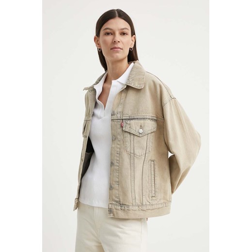 Levi&apos;s kurtka jeansowa damska kolor beżowy przejściowa oversize ze sklepu ANSWEAR.com w kategorii Kurtki damskie - zdjęcie 172666268