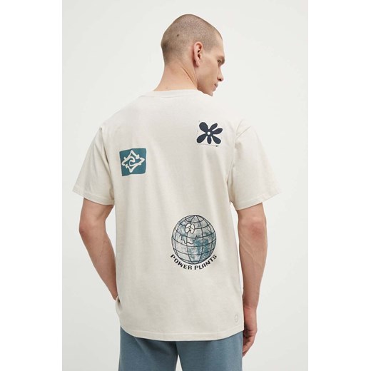 Rip Curl t-shirt bawełniany męski kolor beżowy z nadrukiem ze sklepu ANSWEAR.com w kategorii T-shirty męskie - zdjęcie 172666407