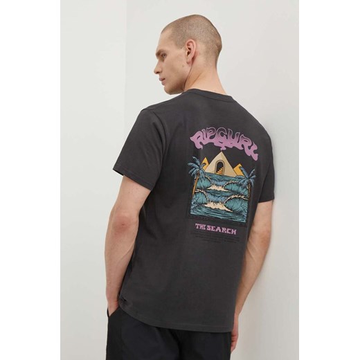 Rip Curl t-shirt bawełniany męski kolor czarny z nadrukiem ze sklepu ANSWEAR.com w kategorii T-shirty męskie - zdjęcie 172666426
