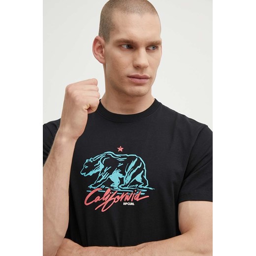 Rip Curl t-shirt bawełniany męski kolor czarny z nadrukiem ze sklepu ANSWEAR.com w kategorii T-shirty męskie - zdjęcie 172666447