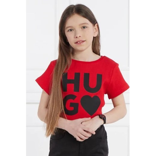 HUGO KIDS T-shirt | Regular Fit ze sklepu Gomez Fashion Store w kategorii Bluzki dziewczęce - zdjęcie 172720315