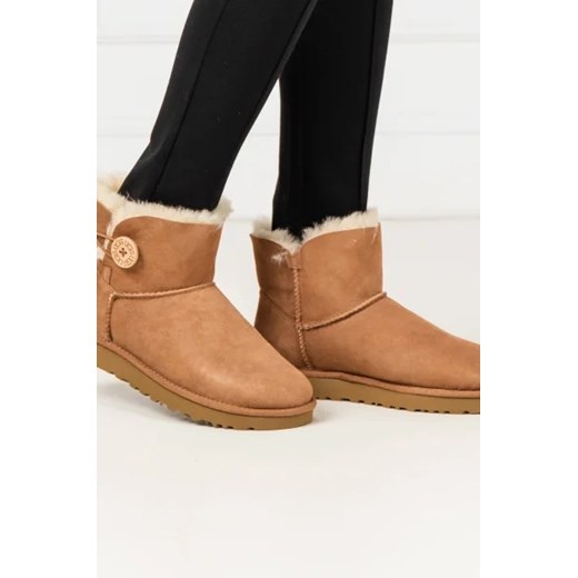 UGG Skórzane śniegowce Mini Bailey Button II | z dodatkiem wełny 38 Gomez Fashion Store