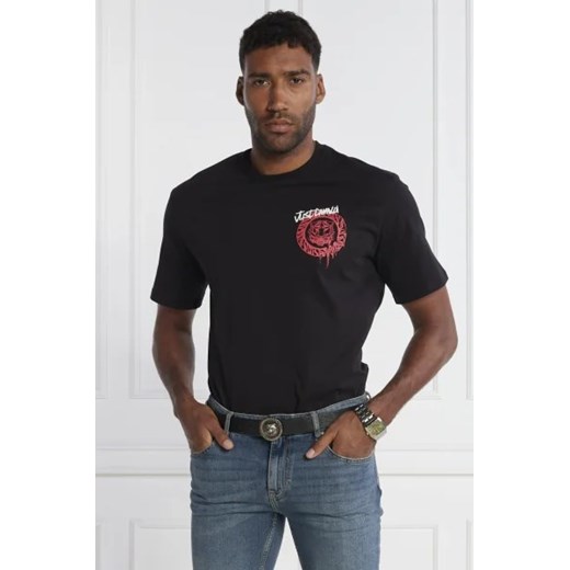 T-shirt męski czarny Just Cavalli z krótkim rękawem 