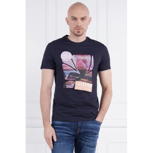 GUESS T-shirt SUNSET FLOWER | Slim Fit Guess M wyprzedaż Gomez Fashion Store