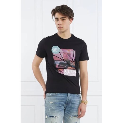 GUESS T-shirt SUNSET FLOWER | Slim Fit ze sklepu Gomez Fashion Store w kategorii T-shirty męskie - zdjęcie 172794618