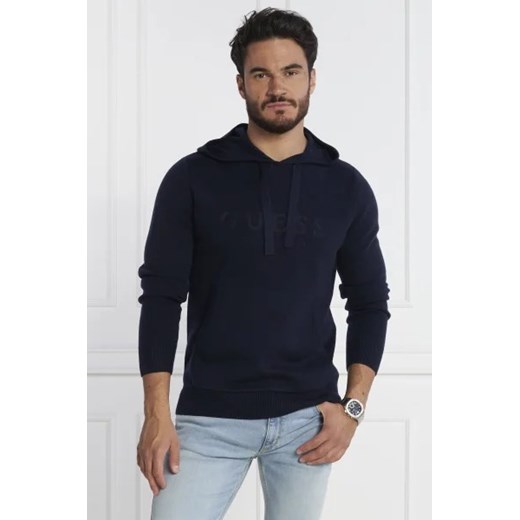 GUESS Bluza ALVIN LS HOODIE LOGO SWTR | Regular Fit | z dodatkiem jedwabiu Guess S wyprzedaż Gomez Fashion Store