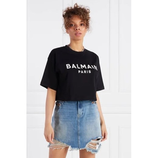 Balmain T-shirt CROPPED | Regular Fit S Gomez Fashion Store wyprzedaż