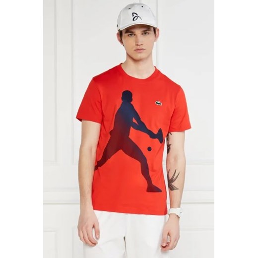 T-shirt męski Lacoste czerwony z krótkim rękawem 