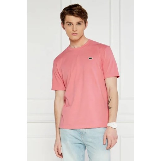 T-shirt męski różowy Lacoste z krótkim rękawem 