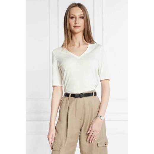 Weekend MaxMara Lniany t-shirt BRUNATE | Regular Fit ze sklepu Gomez Fashion Store w kategorii Bluzki damskie - zdjęcie 172856555