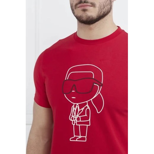 T-shirt męski Karl Lagerfeld czerwony w nadruki z bawełny z krótkimi rękawami 