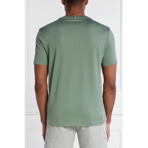 T-shirt męski BOSS HUGO zielony z bawełny z krótkim rękawem 