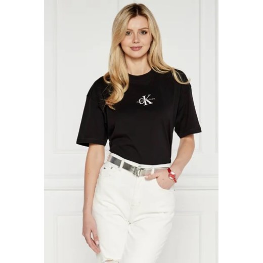 CALVIN KLEIN JEANS T-shirt MONOLOGO | Regular Fit ze sklepu Gomez Fashion Store w kategorii Bluzki damskie - zdjęcie 172868857