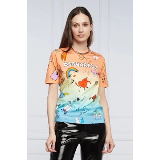 Dsquared2 T-shirt Cartoon Renny | Regular Fit ze sklepu Gomez Fashion Store w kategorii Bluzki damskie - zdjęcie 172882477