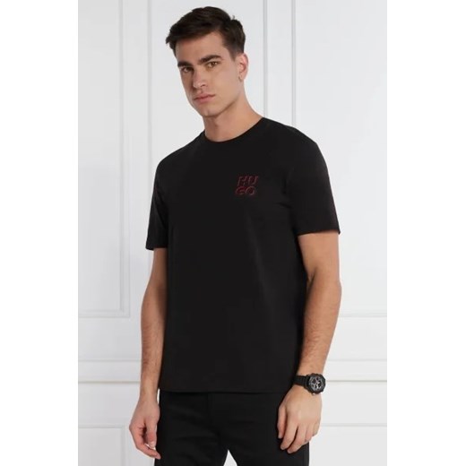 T-shirt męski Hugo Boss z krótkimi rękawami czarny na wiosnę 
