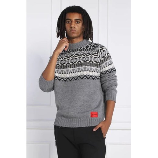 HUGO Wełniany sweter Steenor | Relaxed fit ze sklepu Gomez Fashion Store w kategorii Swetry męskie - zdjęcie 172886876
