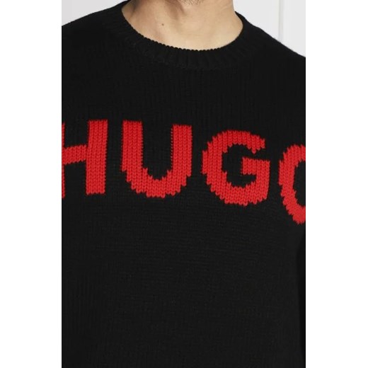 HUGO Sweter Slogonon | Regular Fit | z dodatkiem wełny M okazja Gomez Fashion Store