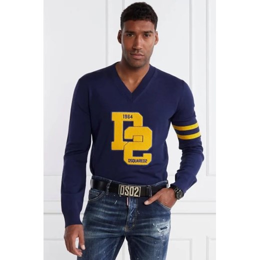 Dsquared2 Wełniany sweter College Shetland Pullover | Regular Fit ze sklepu Gomez Fashion Store w kategorii Swetry męskie - zdjęcie 172893749