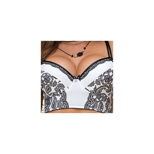 Cindy kremowo-czarny półgorset push-up onemarket-pl bawełna