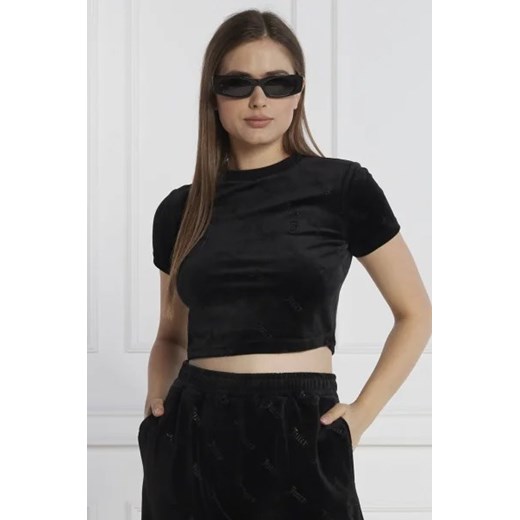 Juicy Couture T-shirt KAILEY VELOUR DEBOSSED | Cropped Fit ze sklepu Gomez Fashion Store w kategorii Bluzki damskie - zdjęcie 172900495