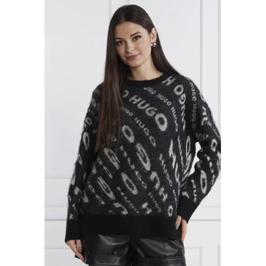 HUGO Sweter Sidimmer | Loose fit | z dodatkiem wełny ze sklepu Gomez Fashion Store w kategorii Swetry damskie - zdjęcie 172905976