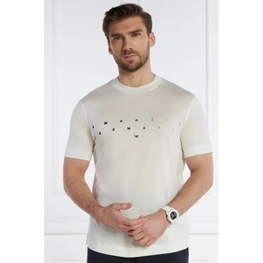 T-shirt męski Emporio Armani beżowy młodzieżowy