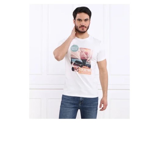 GUESS T-shirt SUNSET FLOWER | Slim Fit ze sklepu Gomez Fashion Store w kategorii T-shirty męskie - zdjęcie 172910798