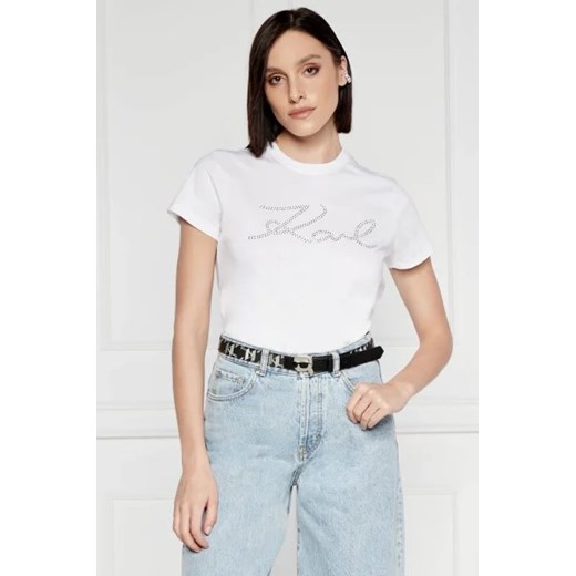Karl Lagerfeld T-shirt rhinestone | Regular Fit ze sklepu Gomez Fashion Store w kategorii Bluzki damskie - zdjęcie 172911665