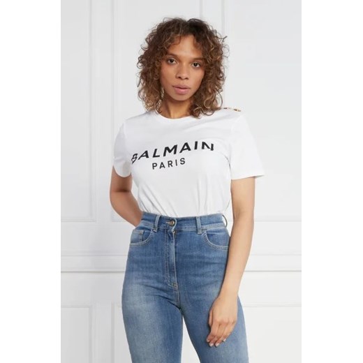 Balmain T-shirt PRINTED | Regular Fit ze sklepu Gomez Fashion Store w kategorii Bluzki damskie - zdjęcie 172913686
