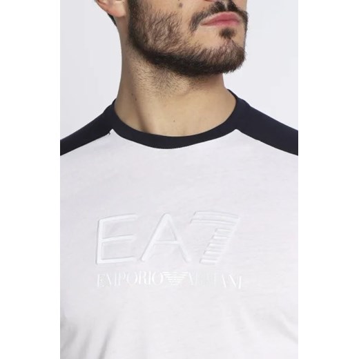 Biały t-shirt męski Emporio Armani casual z krótkim rękawem 
