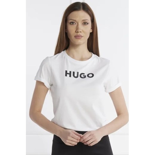 HUGO T-shirt | Slim Fit ze sklepu Gomez Fashion Store w kategorii Bluzki damskie - zdjęcie 172927356