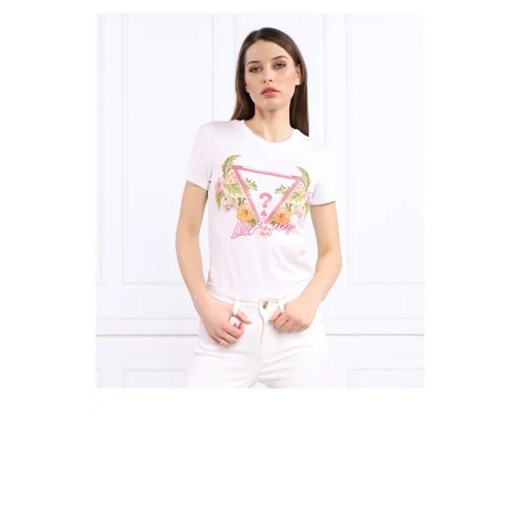 GUESS T-shirt TRIANGLE FLOWERS | Regular Fit ze sklepu Gomez Fashion Store w kategorii Bluzki damskie - zdjęcie 172927515