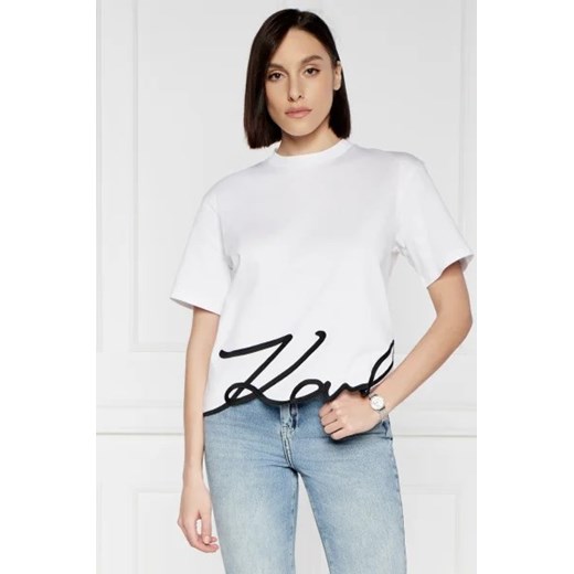 Karl Lagerfeld T-shirt Signature Hem | Relaxed fit ze sklepu Gomez Fashion Store w kategorii Bluzki damskie - zdjęcie 172929176