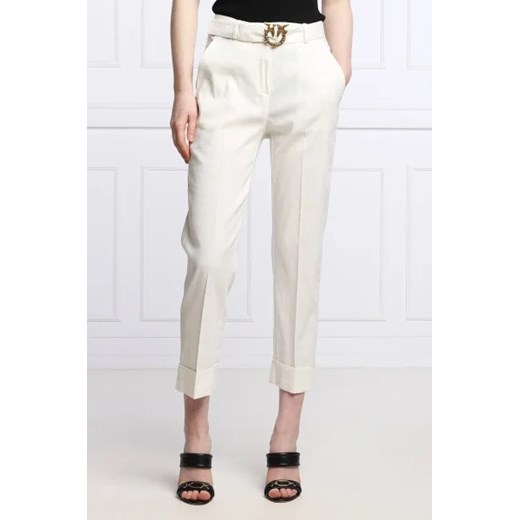 Pinko Lniane spodnie z paskiem PLAZA | Regular Fit ze sklepu Gomez Fashion Store w kategorii Spodnie damskie - zdjęcie 172950648
