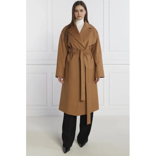 HUGO Wełniany płaszcz Mabellina | z dodatkiem kaszmiru ze sklepu Gomez Fashion Store w kategorii Płaszcze damskie - zdjęcie 172965625