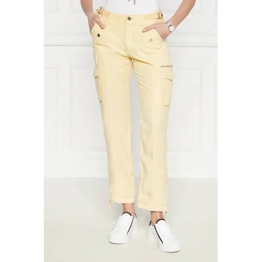 GUESS Spodnie cargo NESSI | Regular Fit | z dodatkiem lnu ze sklepu Gomez Fashion Store w kategorii Spodnie damskie - zdjęcie 172969879
