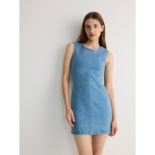 Reserved - Jeansowa sukienka mini - niebieski ze sklepu Reserved w kategorii Sukienki - zdjęcie 172997496
