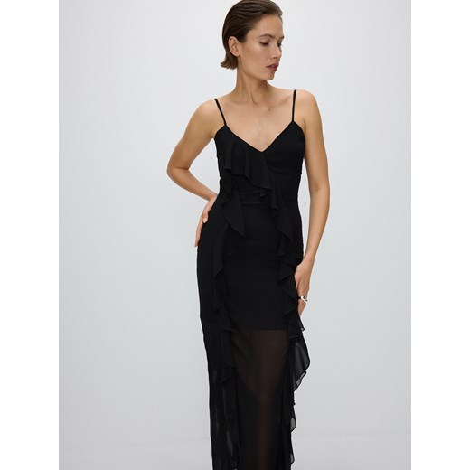 Reserved - Sukienka maxi z falbanami - czarny ze sklepu Reserved w kategorii Sukienki - zdjęcie 172997705