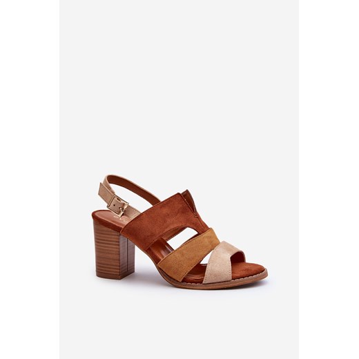 Damskie Sandały Obcas Słupek Brązowe Qutima  24SD35-7080 38 ZAZOO