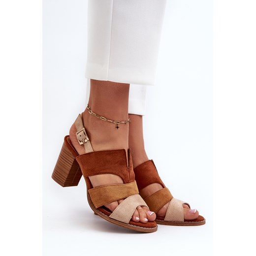 Damskie Sandały Obcas Słupek Brązowe Qutima  24SD35-7080 36 ZAZOO