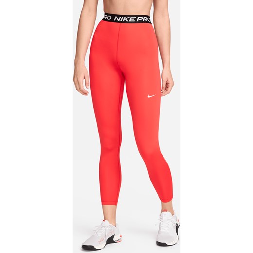 Damskie legginsy 7/8 z wysokim stanem i wstawkami z siateczki Nike Pro - Czerwony ze sklepu Nike poland w kategorii Spodnie damskie - zdjęcie 173004757