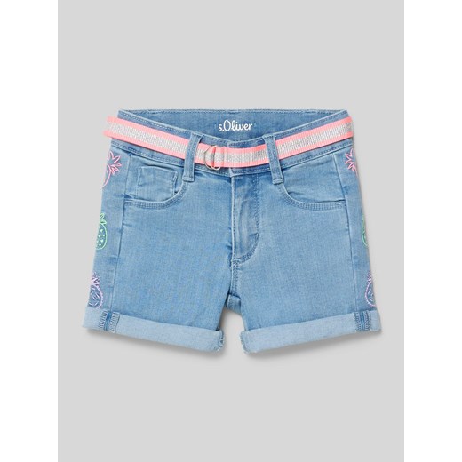 Szorty jeansowe o kroju regular fit z paskiem ze sklepu Peek&Cloppenburg  w kategorii Spodenki dziewczęce - zdjęcie 173005127