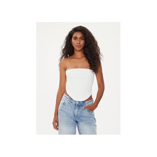 Gina Tricot Top 21293 Biały Slim Fit ze sklepu MODIVO w kategorii Bluzki damskie - zdjęcie 173006086