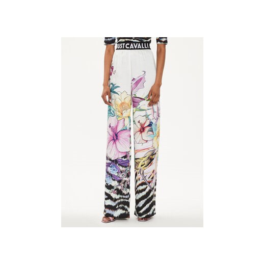 Just Cavalli Spodnie materiałowe 76PAA120 Beżowy Slim Fit ze sklepu MODIVO w kategorii Spodnie damskie - zdjęcie 173010777